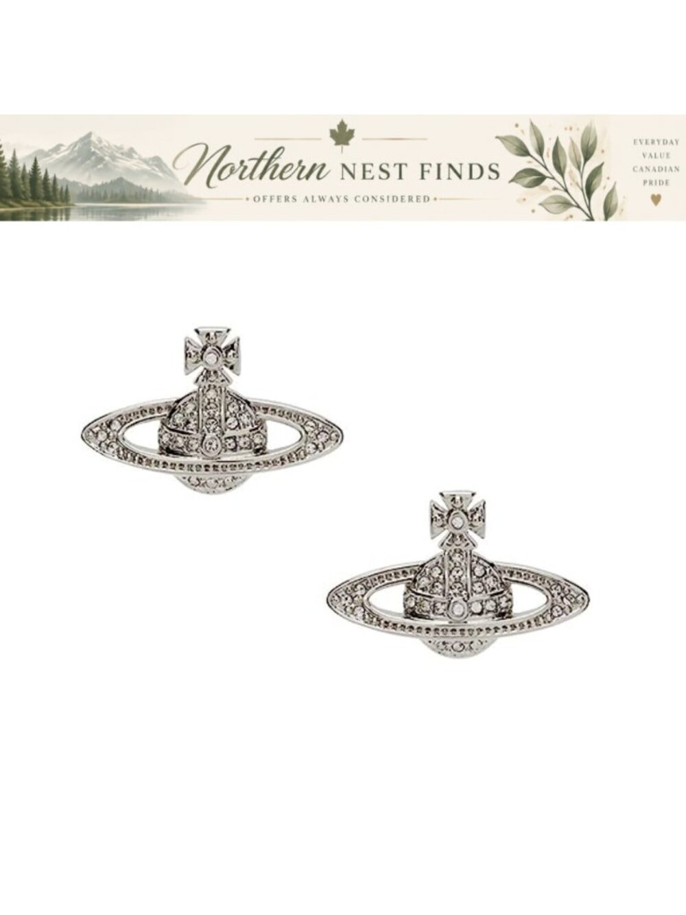 Saturn Planet Stud Earrings Cubic Zirconia Hypoallergenic Space Jewelry